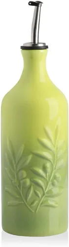 Vista 31 de Sweejar Botella dispensadora de aceite de oliva de cerámica de 20 onzas de alivio opaco que protege para reducir la oxidación, adecuada para Beige