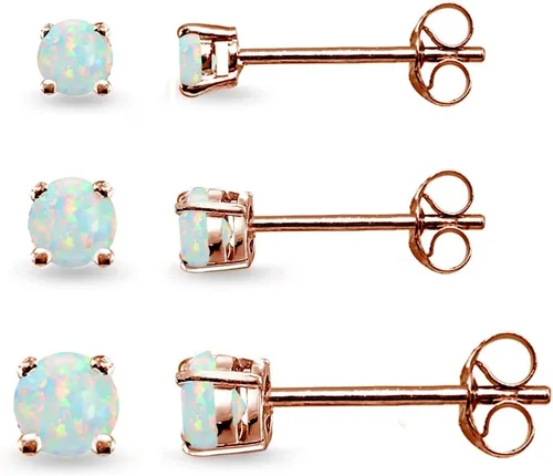 Vista 4 de Aretes de tuerca para mujer, aretes de piedra natal, piedra preciosa genuina o sintética, juego de aretes redondos de 0.118 a 0.197 pulgadas, juego