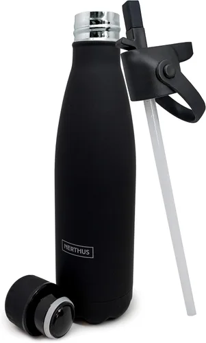 Vista 10 de NERTHUS FIH 712 - Botella aislada de doble pared para diseño frío y caliente, acero inoxidable, 11.8 fl oz, sin BPA, 18/8, color azul bebé