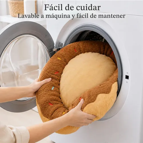 Vista 6 de Cama calmante para gatos de interior, cama lavable para mascotas A-Donut