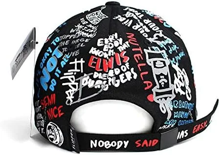 Vista 5 de Flipper Gorra de béisbol de algodón con diseño de graffiti Doodle para hombres y mujeres, sombrero Kpop con ala curva, ajustable
