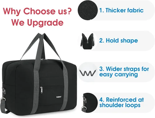 Vista 4 de For Spirit Airlines - Bolsa de viaje plegable para llevar en el equipaje, bolsa deportiva de fin de semana durante la noche para mujeres y niñas