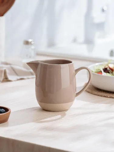 Vista 6 de famiware Milkyway Cremera de 13 onzas con asa, jarra de cerámica para café/leche/salsa/servir/ensalada, dispensador de gres para jarabe de arce