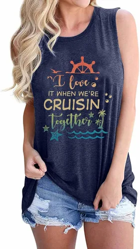 Vista 7 de SFHFY Camiseta sin mangas de crucero para mujer, camisetas para amantes de los cruceros, regalos de crucero, regalos para vacaciones familiares
