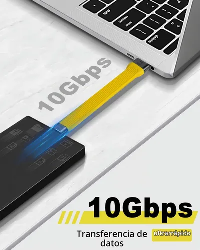 Vista 3 de Duttek Cable corto USB a USB C de 5 pulgadas/5.9 in, 10Gbps USB C macho a USB 3.0 macho cable plano de alta velocidad de transferencia de datos