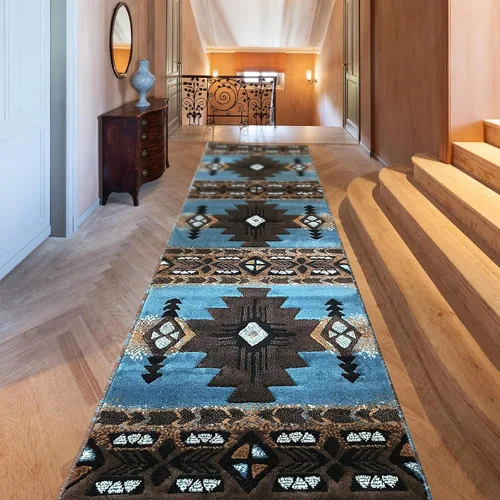 Vista 7 de YHSF South West - alfombra estilo nativo americano del suroeste C318 - fácil de limpiar, gruesa, suave, duradera, alfombra inspirada en tribus