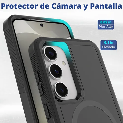 Vista 4 de Dionsibei Funda protectora diseñada para Samsung Galaxy S25 Plus, Galaxy S24 Plus, 2 en 1, grado militar, resistente, a prueba de golpes, para Negro