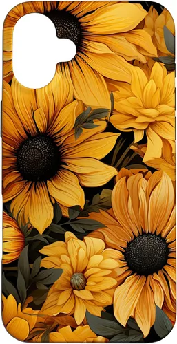 Vista 21 de iPhone 14 Flores de girasol hermoso floral amarillo patrón patrón caso