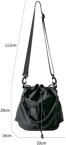 Vista 4 de Bolso bandolera de nailon con cordón para mujer, bolso de hombro estilo hobo casual
