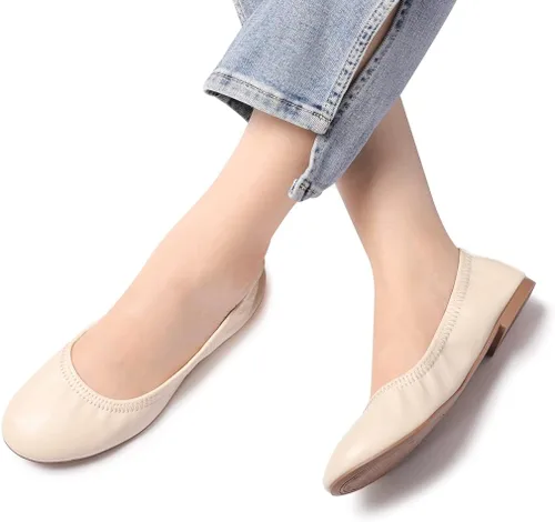 Vista 6 de LM Zapatos planos de ballet para mujer, zapatos planos de punta redonda, zapatos de vestir informales, plegables, portátiles, para viajar