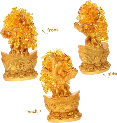 Vista 7 de LIFKOME Estatua única del árbol de la suerte del árbol del dinero del arte del cristal del adorno de la suerte para el regalo de la decoración china