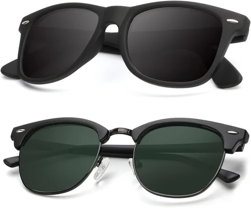 Vista 11 de KALIYADI Gafas de sol polarizadas para hombres y mujeres, marco semi sin montura, para conducir con bloqueo UV A01-(1 Pack) Tortuga Mate G15