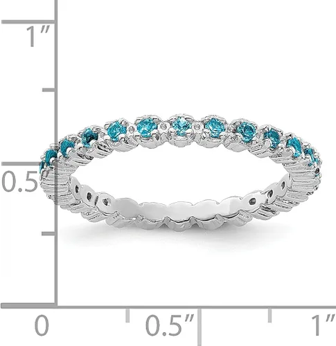 Vista 4 de 925 Sterling Silver Blue Topaz Band Ring Stone Birthstone December Gemstone Stackable Fine Jewelry For Women Gifts For Her
