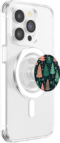 Vista 3 de Bosque de invierno de abeto navideño - PopSockets MagSafe PopGrip con temática navideña para iPhone