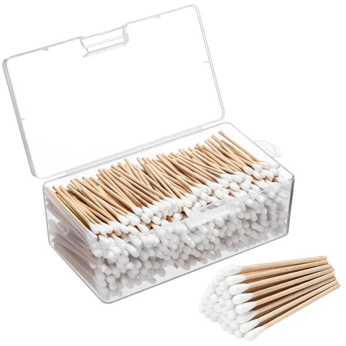 Vista 9 de Norme 500 hisopos de limpieza de pistola de 3 pulgadas, hisopos largos de algodón en caja de almacenamiento, punta larga puntiaguda con brotes