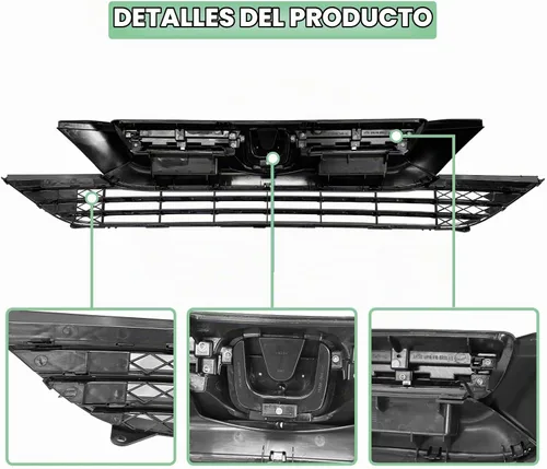 Vista 5 de Rejilla de parachoques inferior superior para Honda CRV CR-V 2007 2008 2009 Parrilla de malla negra brillante con cromo