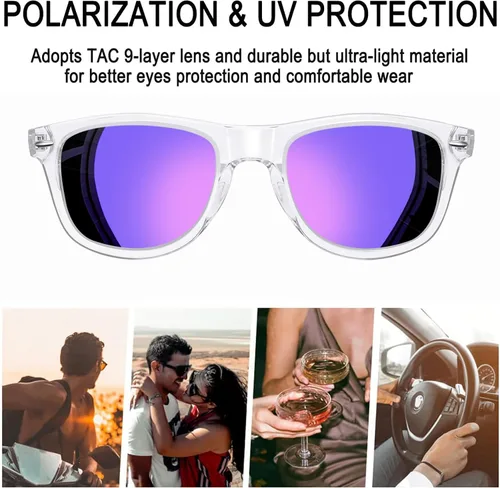 Vista 4 de Joopin Gafas de sol cuadradas polarizadas con protección UV para hombre y mujer
