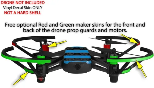 Vista 3 de Paquete de 2 calcomanías compatibles con DJI Ryze Tello Skull Stripes Blue Drone no incluido