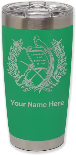 Vista 7 de LaserGram - Vaso personalizado de 20 onzas, bandera de Guatemala (negro) Regalo grabado, acero inoxidable aislado al vacío, grabado con láser