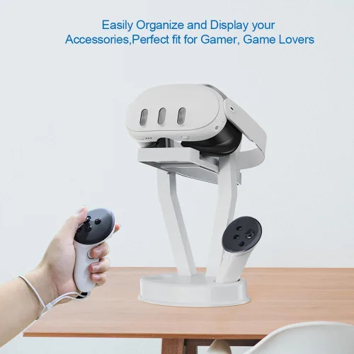 Vista 5 de VR Stand,Organizer and Display Stand Compatible with Meta Quest 3PS VR Headset and Touch Controllers (White)