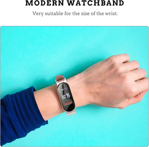 Vista 6 de UKCOCO Compatible con Mi Band 5Mi Band 6 Band Correa de muñeca de repuesto de cuero para hombres y mujeres