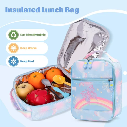 Vista 6 de Mochila Kawaii Starry Rainbow Bookbag para niño y niña