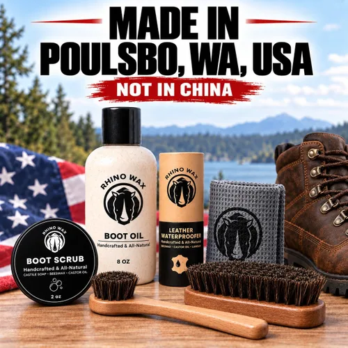 Vista 3 de Kit para cuidado de botas de cuero - Fabricado en Estados Unidos (No en China) - Aceite para botas, impermeable, limpiador para botas