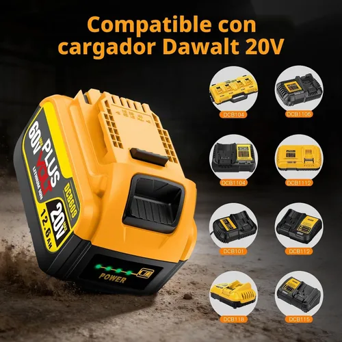 Vista 6 de DCB612 DCB609 12.6Ah FLEX compatible con batería Dewalt 60V/20V 4-Pack