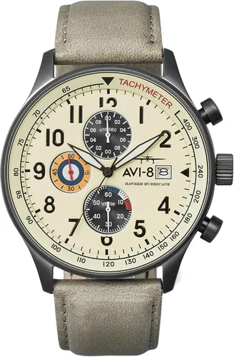 Vista 25 de Reloj analógico AV-4011 Hawker Hurricane, con mecanismo de cuarzo japonés, con correa de piel, de AVI-8