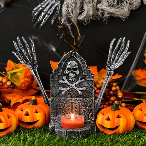Vista 5 de DECHOUS 2 cucharas de ensalada de mano de esqueleto, cuchara de ensalada de plástico con garra de calavera de Halloween para servir vajilla