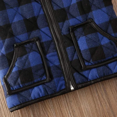 Vista 6 de Chaleco acolchado a cuadros de búfalo de Navidad para niñas pequeñas, chaleco sin mangas, chaquetas para otoño e invierno
