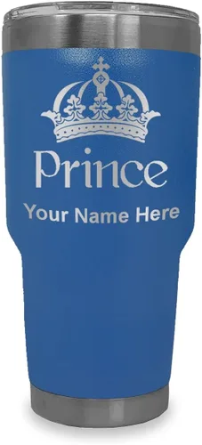 Vista 16 de LaserGram Vaso aislado al vacío de 20 onzas, Prince Crown, grabado personalizado incluido (negro)