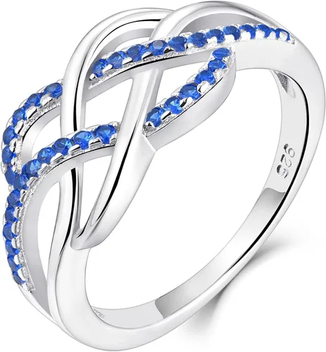 Vista 12 de YL Anillos de nudo celta de plata de ley 925, anillo de nudo torcido, piedra natal, joyería para mujer, talla 5 01-Granate-Enero