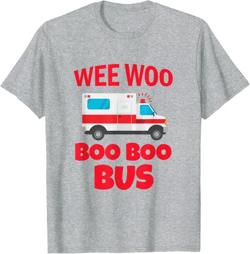 Vista 43 de Wee Woo Boo Boo Bus First Responder - Camiseta divertida de ambulancia, Negro, S