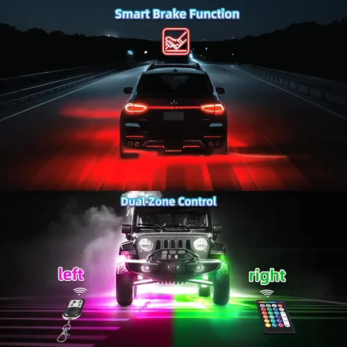 Vista 8 de 8Pods Luces LED RGB de Metal para Rocas con Control Remoto APP/RF, Luces de Resplandor Inferior Multicolor Impermeables para Vehículos con Modo