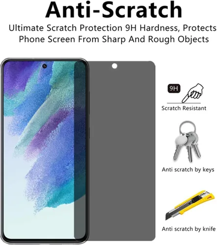 Vista 3 de Protector de pantalla antiespía para Galaxy S21 FE 5G (2022), vidrio templado, 2 unidades, fácil de instalar, protector de pantalla de vidrio