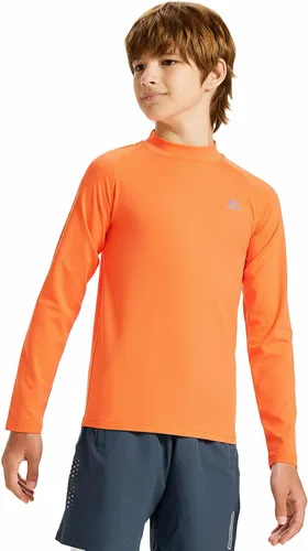 Vista 47 de DEVOROPA Youth Boys Compression Thermal Shirt Long Sleeve Kids Fleece Baselayer Soccer Baseball Undershirt Slim/Regular/Husky Cuello redondo-negro