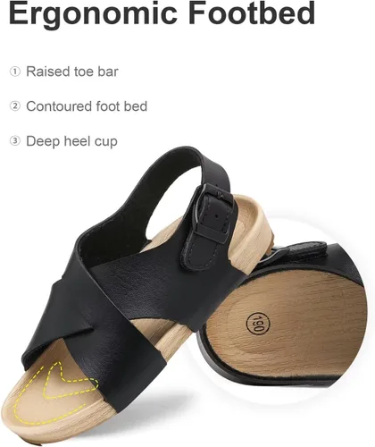 Vista 6 de Cubufly Sandalias para niños con tiras cruzadas y puntera abierta, zapatos de verano para uso en interiores y exteriores, para niños pequeños
