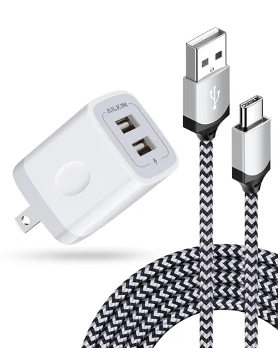 Vista 10 de AILKIN Cargadores de iPhone, [certificado Apple MFI] Cable Lightning trenzado de 6 pies de largo + cargador de pared USB, cable de alimentación