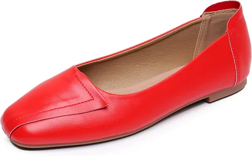 Vista 9 de VenusCelia - Zapatos bajos de baile para mujer Beige (Beige PU)
