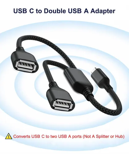 Vista 6 de RUXELY Adaptador USBC macho a doble USB hembra de 3.3 pies, adaptador dual USB-C a USB-A Divisor OTG, Thunderbolt 4 a puerto de expansión USB