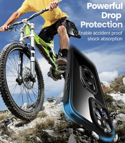 Vista 7 de Shields Up Funda para iPhone 16 Pro con Soporte, Funda de Teléfono Transparente con Soporte de Doble Anillo [Ajustable y Plegable] Cubierta