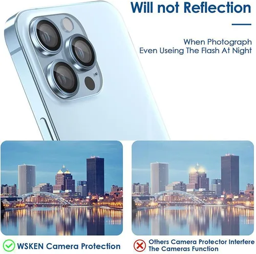 Vista 6 de Guppy Protector de lente de cámara para iPhone 15 Pro/iPhone 15 Pro Max, [Keep Lens Original Design] Cubierta de cámara de vidrio templado 9H Oro