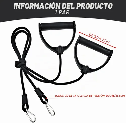 Vista 4 de 2 bandas de resistencia con clips, banda de resistencia fuerte con mango de ABS, bandas de ejercicio, accesorios de cable de repuesto para máquina