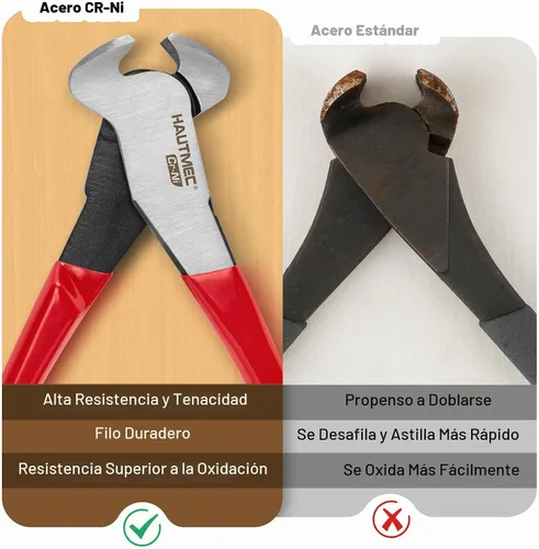 Vista 2 de HAUTMEC Pinzas extractoras de 7 pulgadas, alicates de corte final de acero CR-Ni con agarre antideslizante, herramienta removedora de uñas