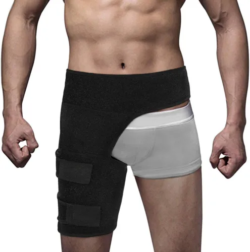 Vista 7 de Soporte de compresión de neopreno para alivio del dolor del nervio ciático, isquiotibiales del muslo, cuádriceps, articulaciones, envoltura de ingle