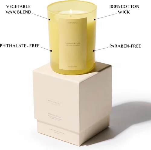 Vista 4 de Vela perfumada de bergamota y jazmín 11 onzas, 60 horas de combustión Cera de soja natural, mecha de algodón Velas perfumadas de soja
