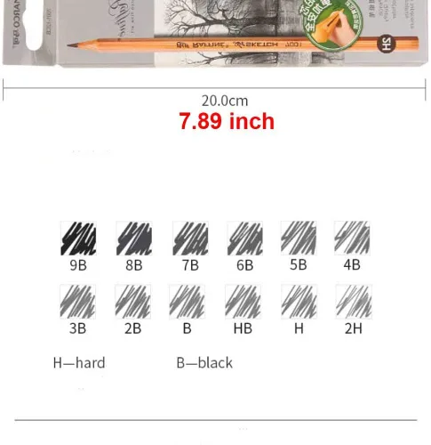 Vista 5 de Premium Artist Log lápiz de madera 12 PCS (7B)