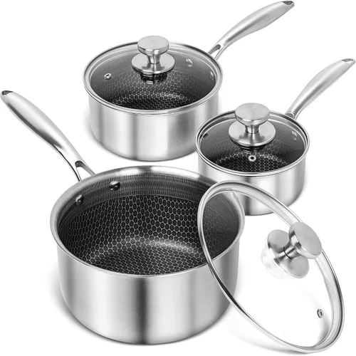 Vista 9 de MICHELANGELO Cacerola de 1 cuarto de galón con tapa, sartén de acero inoxidable de triple capa premium con tapa, cacerola pequeña