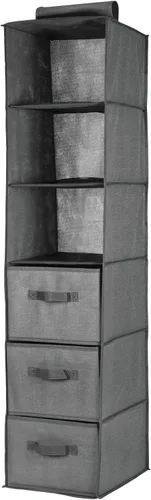 Vista 9 de mDesign Organizador de almacenamiento largo y suave para colgar sobre el armario, con 3 estantes y 3 cajones para ropa, leggings, lencería